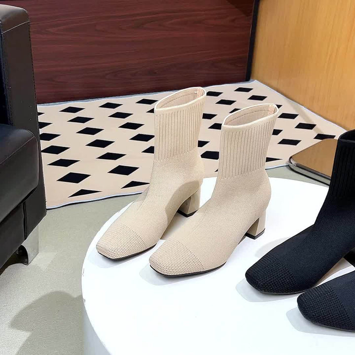 Josephine | Bottines chics et contemporaines à talon carré en maille
