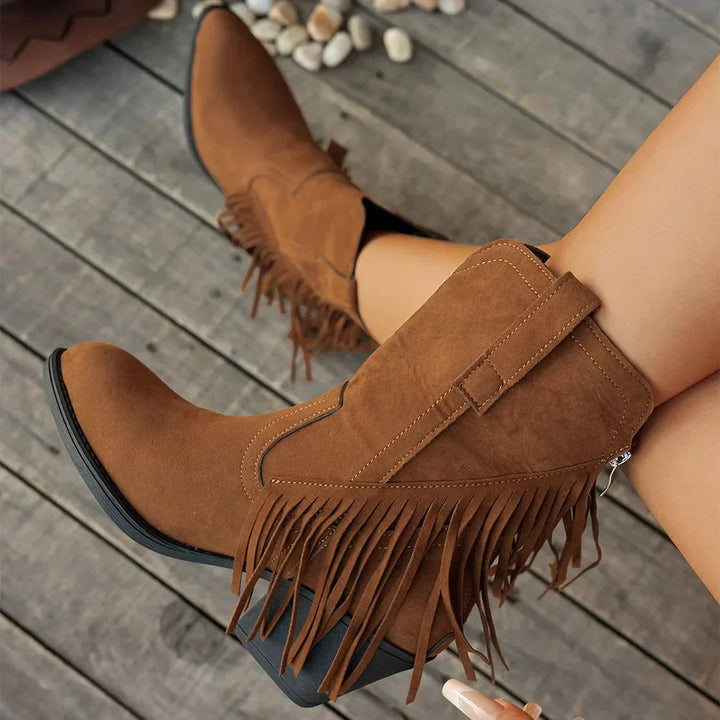 Grace | Dynamic Fringe Wide-Calf Western Cowboy Boots