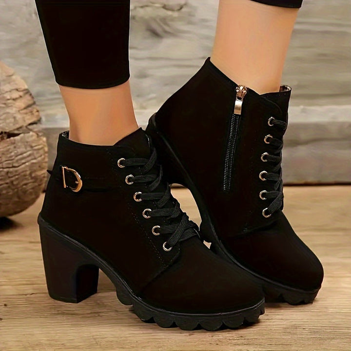 Melissa | Comfortable Lace-Up Block-Heel Ankle Boots