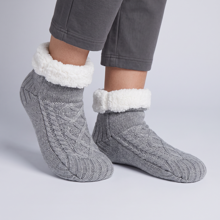 Fleece Knitted Slippers | Fleece-Lined Comfort for Women