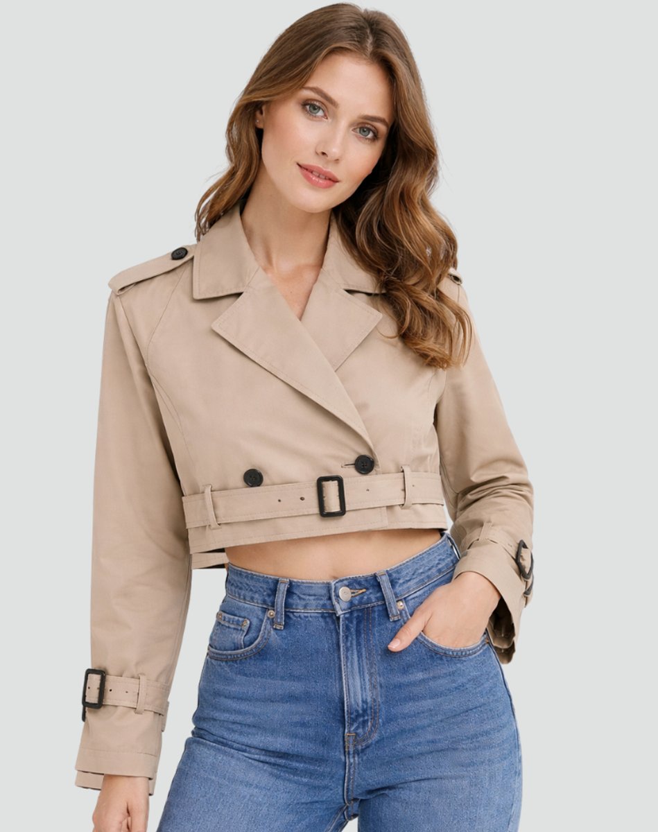 Charlotte | Chic Cropped Double-Breasted Trench Coat