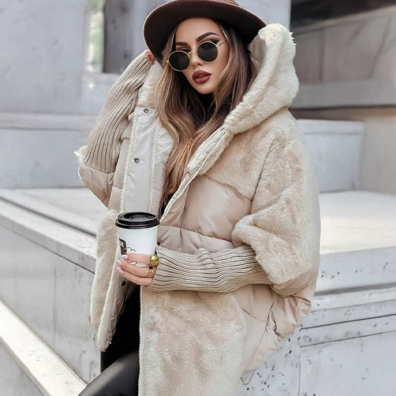 Cozevia | Quilted Hooded Jacket – Oversized Fit for Women