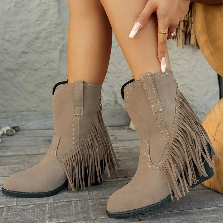 Grace | Dynamic Fringe Wide-Calf Western Cowboy Boots