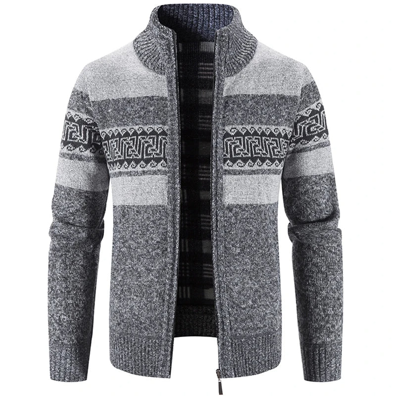 James | Modern Stand-Collar Knit Sweater Jacket
