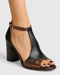 Jennifer | Modern and Comfortable T-Strap Sculpted Block Heels