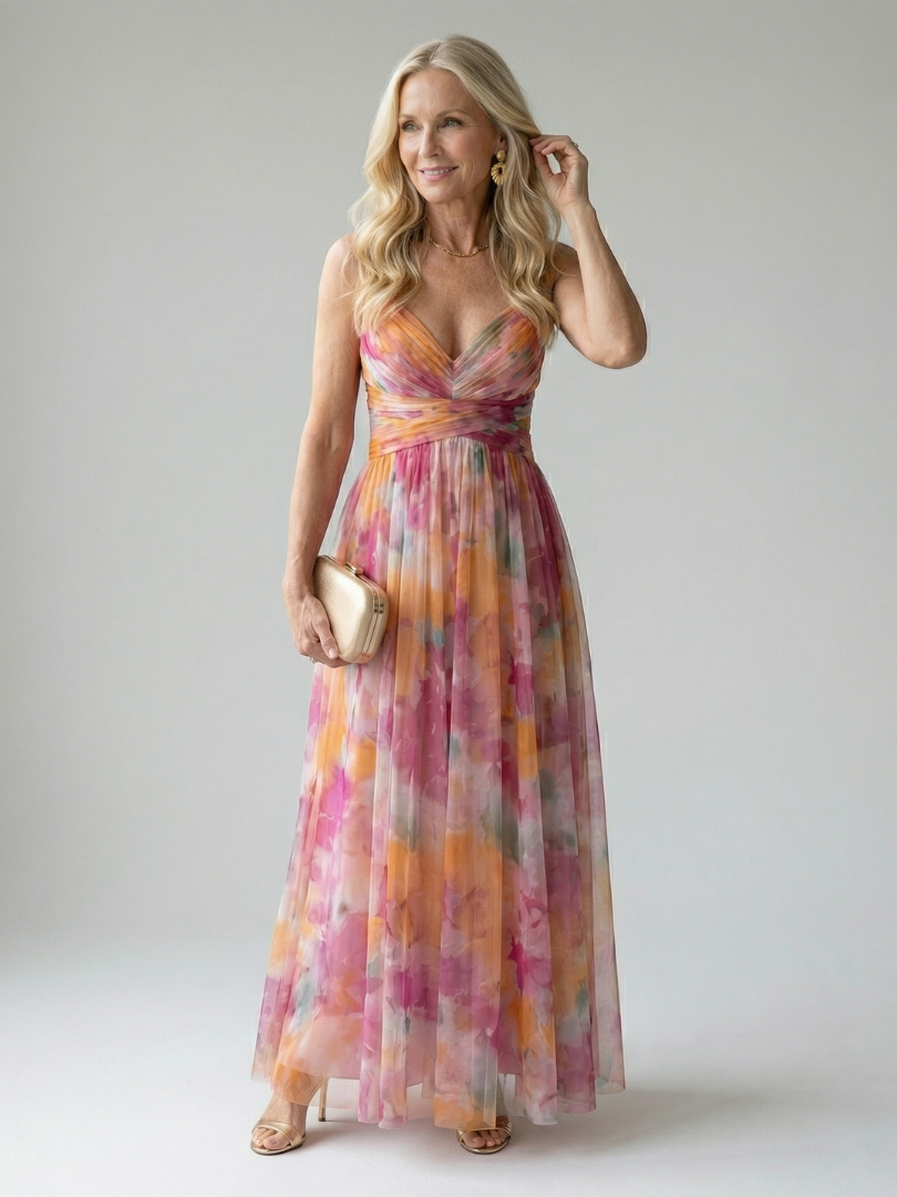 Watercolor Wrap Maxi Dress