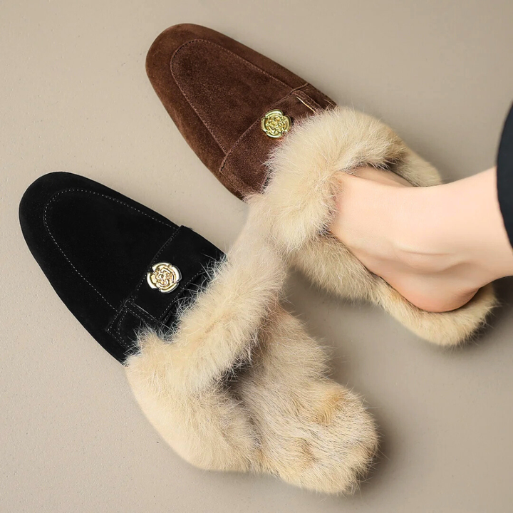 Velora | Shearling Mules – Luxurious Soft Comfort for Women
