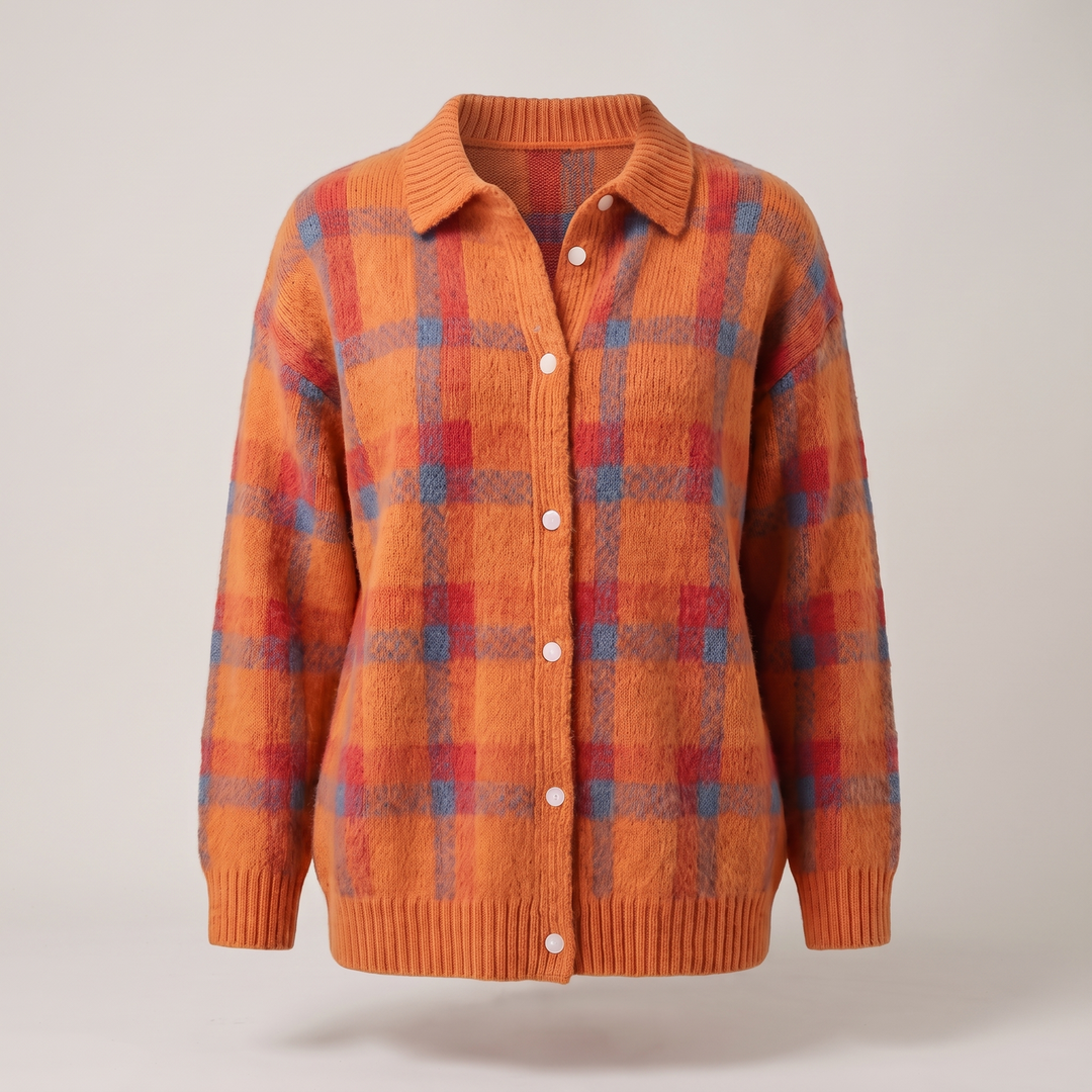 Clara | Plaid Cardigan – Cozy Knit Style for Women