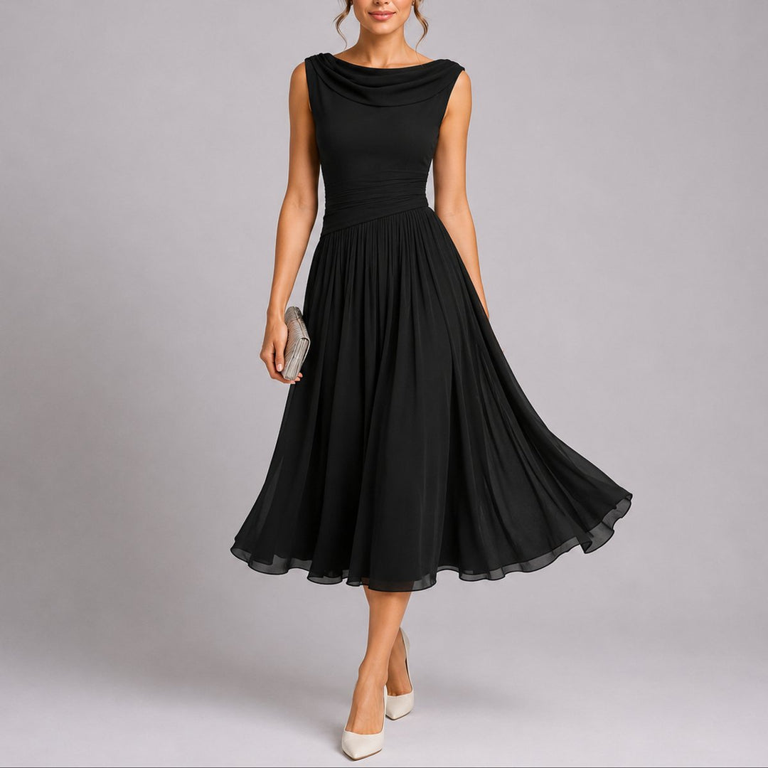 Bella | Leichtes plissiertes Midikleid für eine Herbsthochzeit