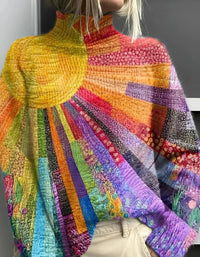 Lucy | Vibrant Patterned Relaxed-Fit Turtleneck Sweater