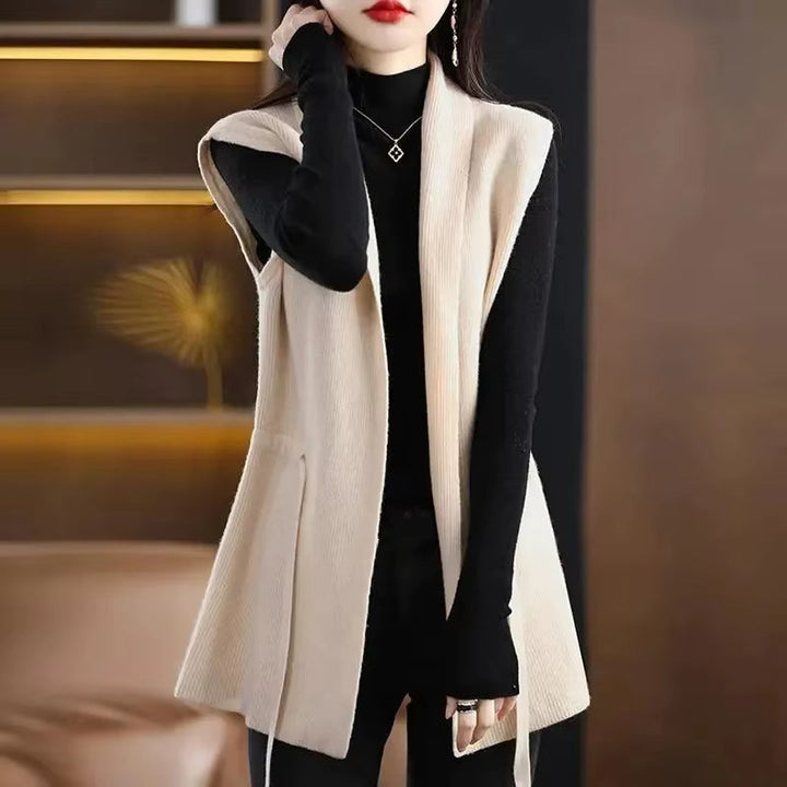 Genevieve | Elegant Belted Merino Wool Layering Vest