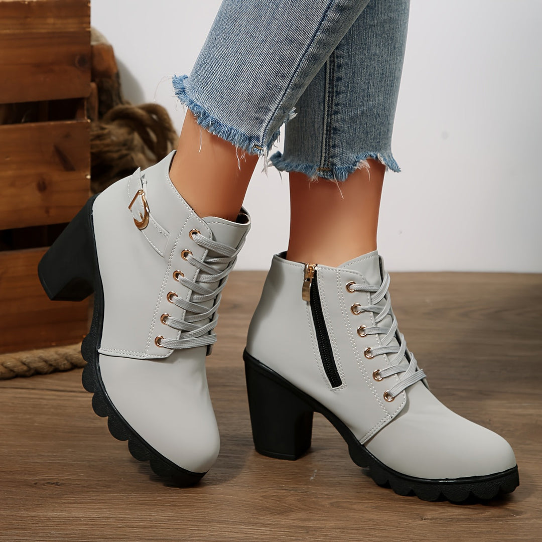 Lydia | Bottines élégantes et soignées à lacets avec talon carré