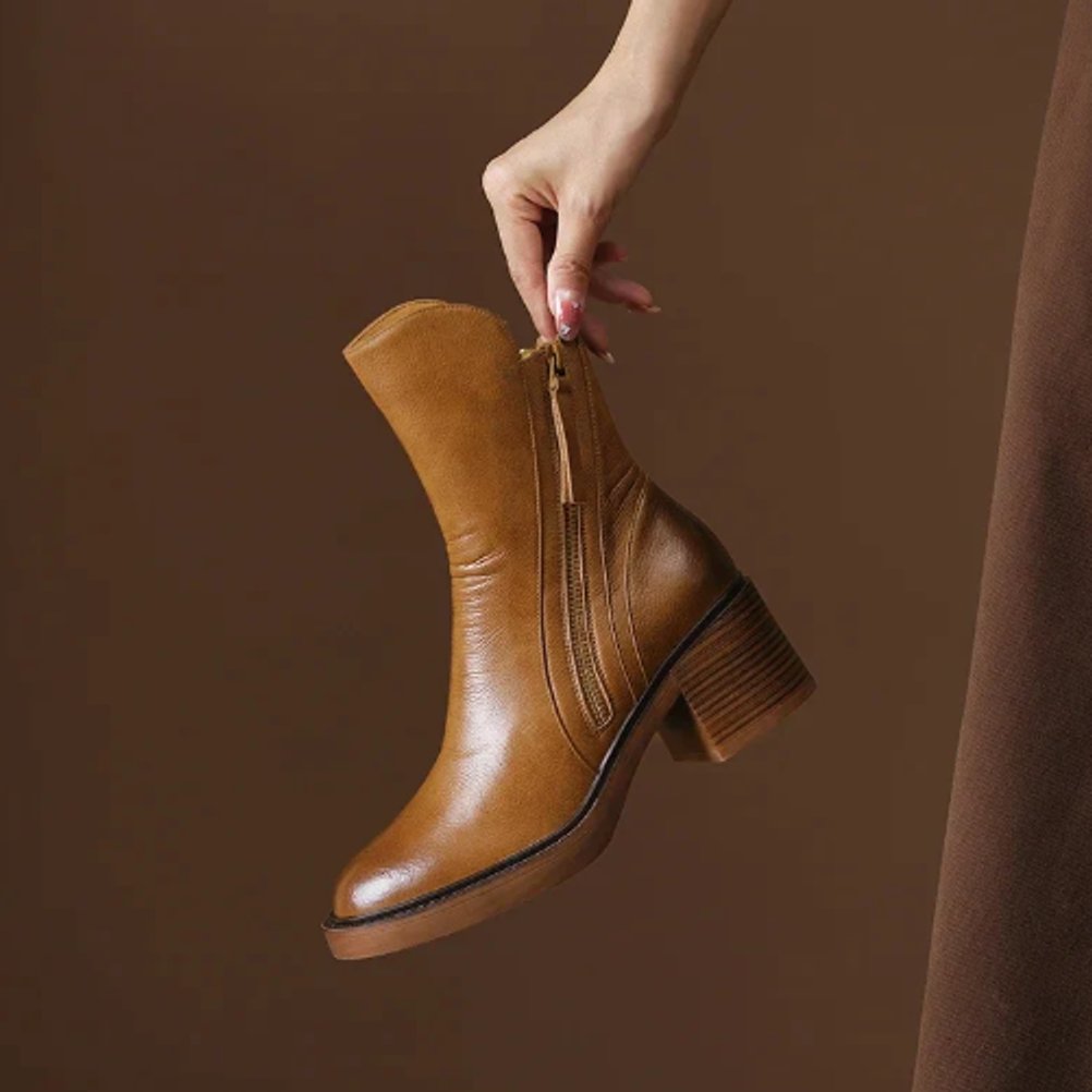 Amelia | Timeless Smooth Leather Ankle Boots