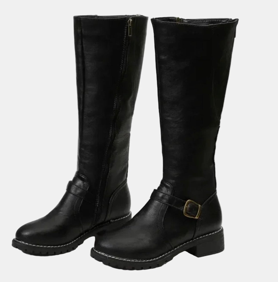 Julia | Elegant Buckle Detail Knee High Boots