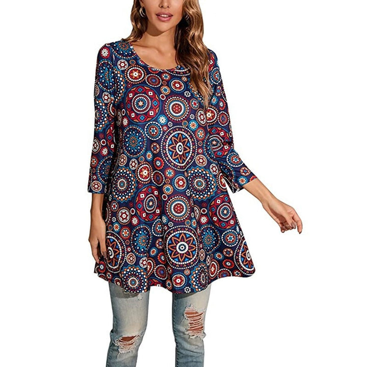 Victoria | Vibrant Geometric Mandala Print A-Line Tunic Top
