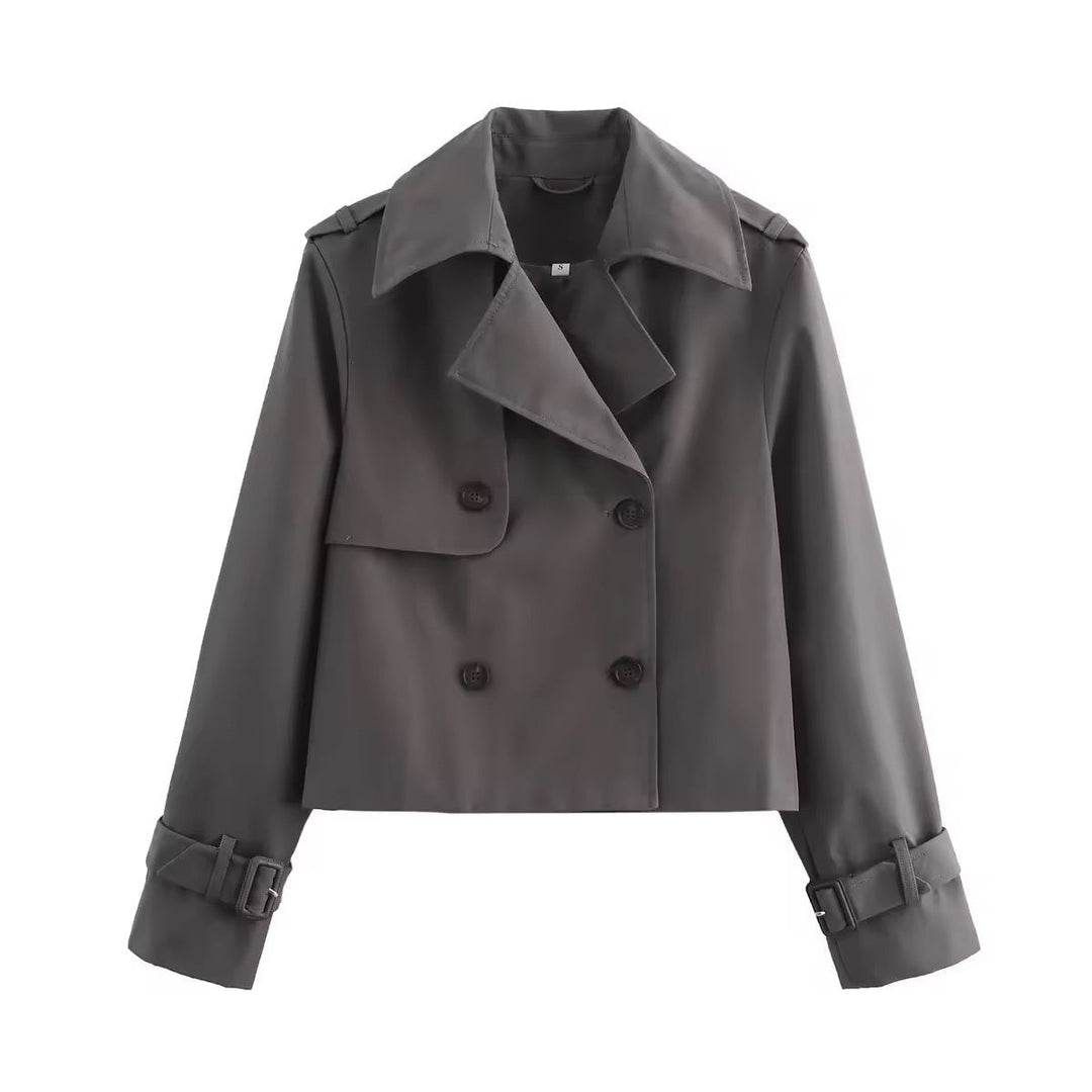 Madeline | Modern Cropped Double-Breasted Trench Coat