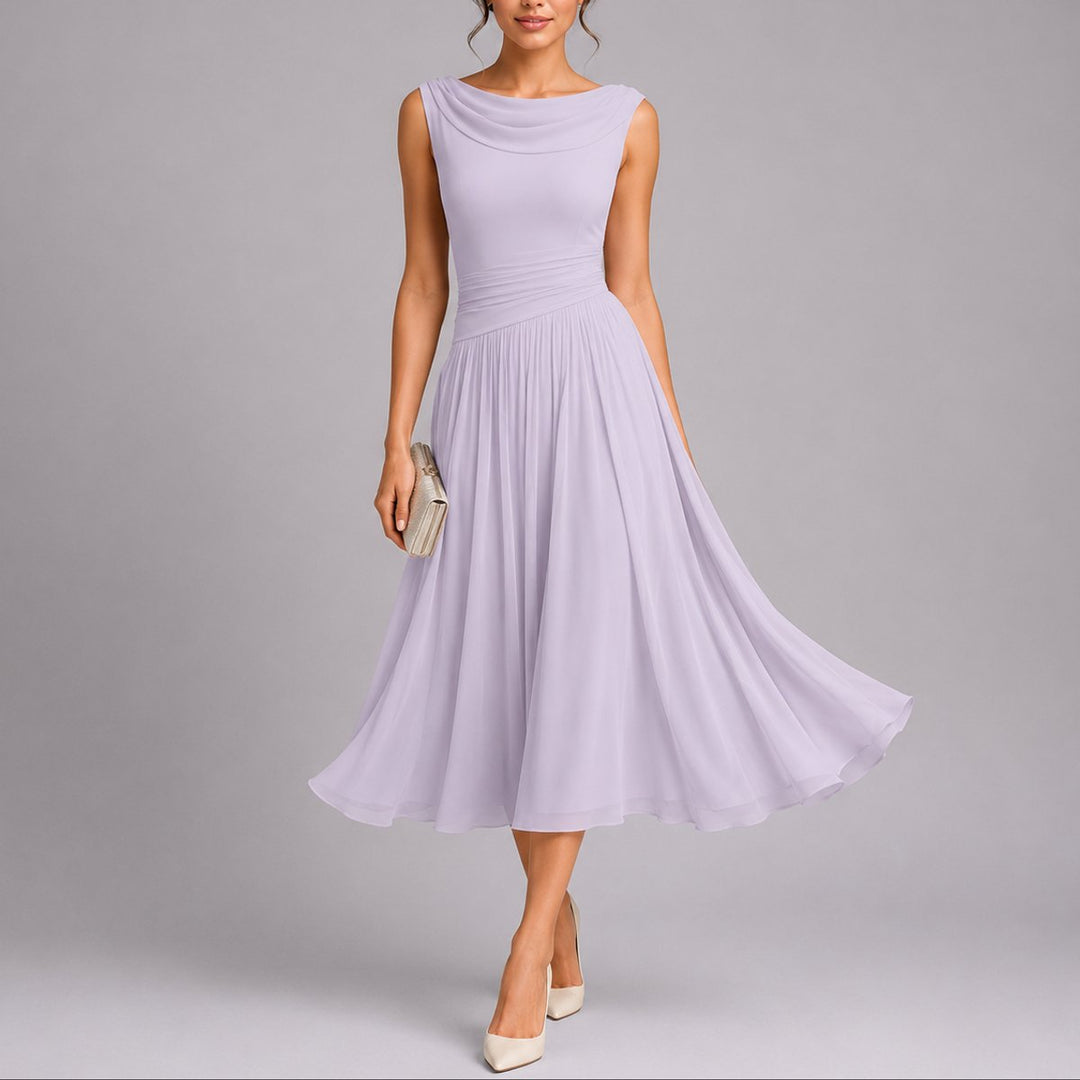 Bella | Leichtes plissiertes Midikleid für eine Herbsthochzeit