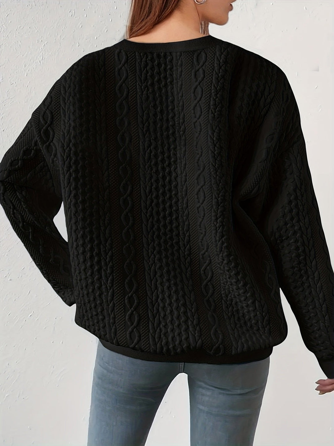 Jovial | Textured Cable-Knit Sweatshirt – Cozy Comfort for Women