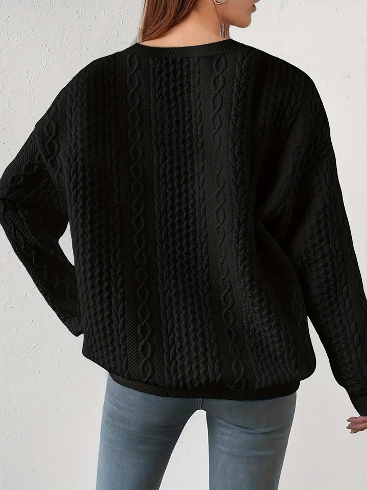 Jovial | Textured Cable-Knit Sweatshirt – Cozy Comfort for Women