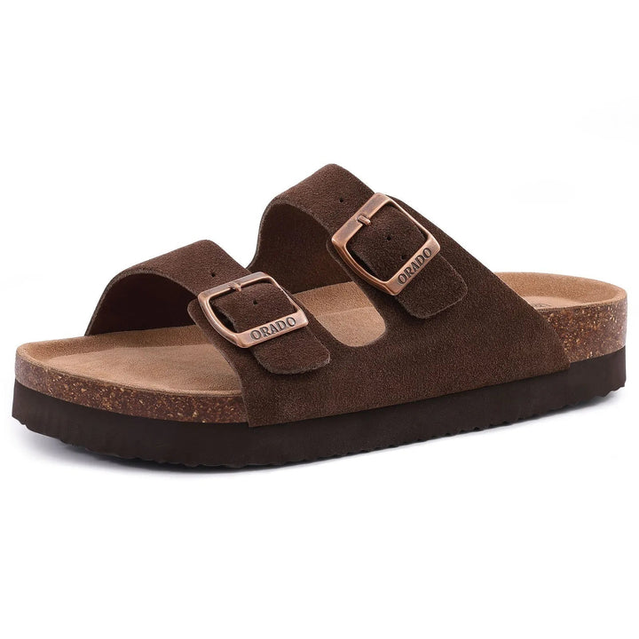 Amara | Chic Suede Cork Sole Slip-On Mules