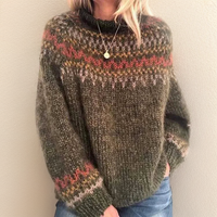 Vivienne | Retro-Inspired Wave Pattern Turtleneck Sweater
