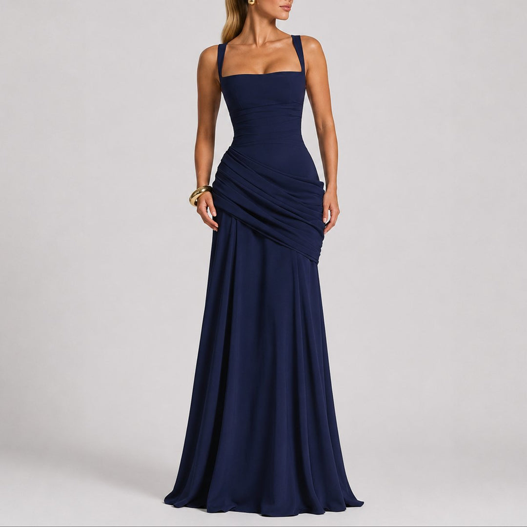 Daisy | Fall Wedding Ruched Square-Neck Maxi Dress