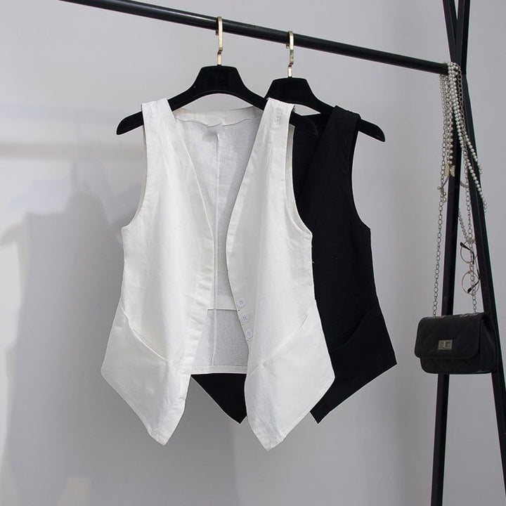 Mia | Chic Lightweight Asymmetrical Linen Vest