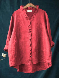 Serena | Lightweight and Feminine Ruffle V-Neck Blouse