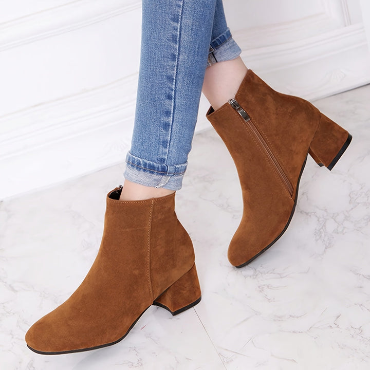 Adeline | Suede-Look Chelsea Ankle Boots with a Comfortable Low Heel
