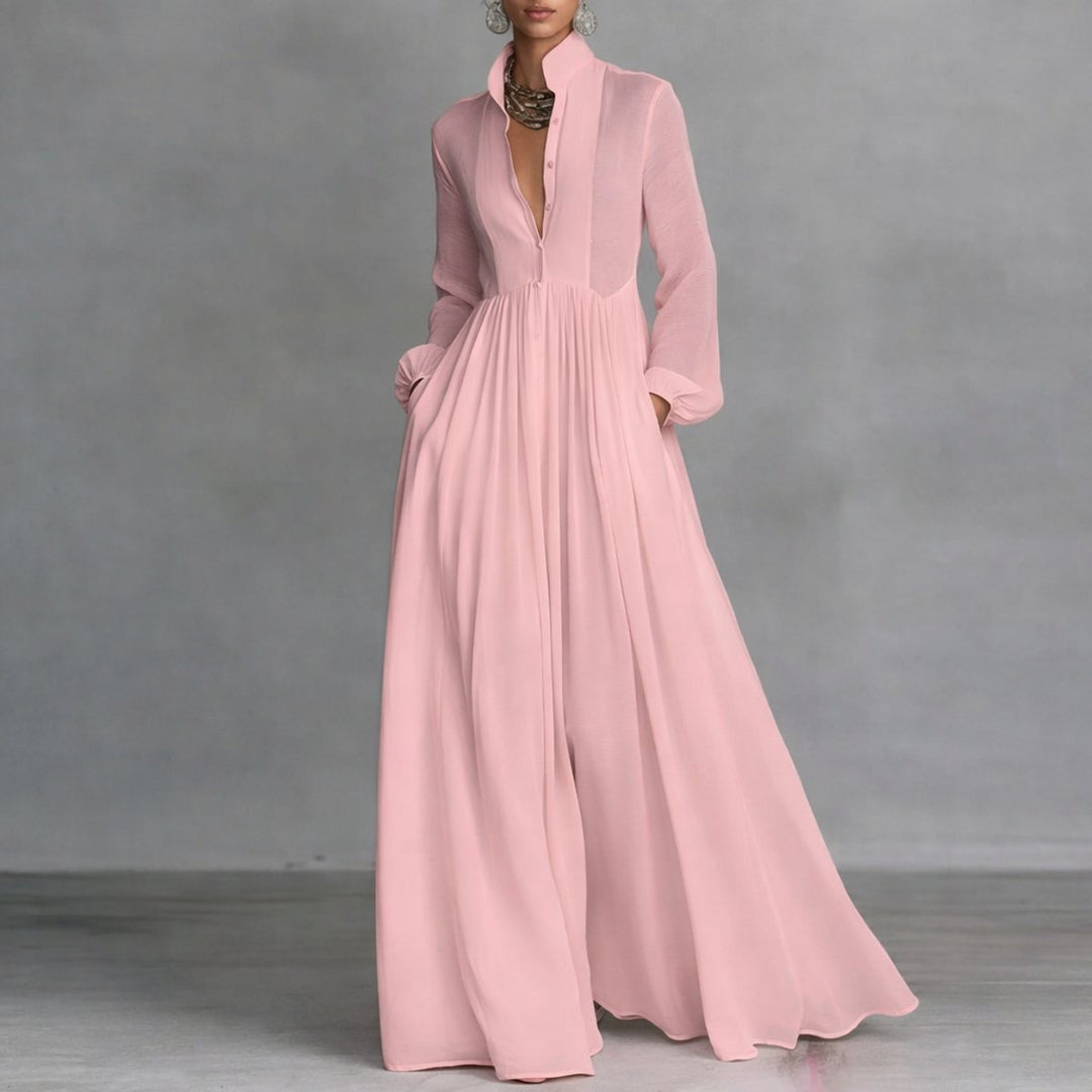 Victoria | Robe-chemise longue raffinée à manches longues