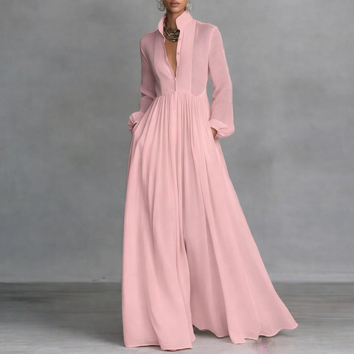 Victoria | Robe-chemise longue raffinée à manches longues