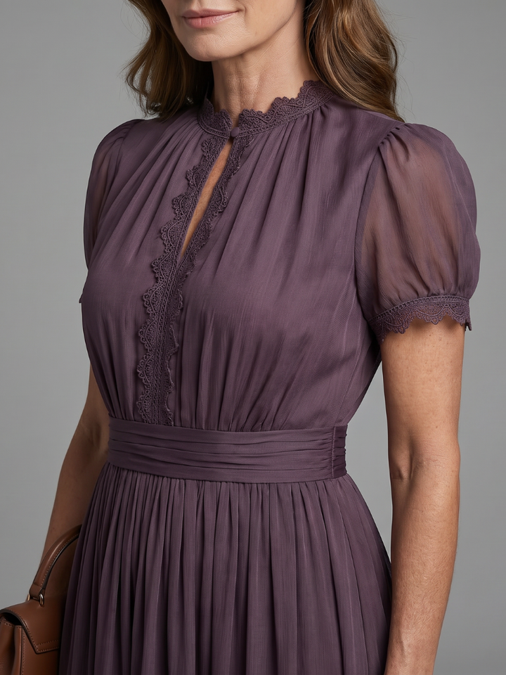 Elia | Gathered Waist Maxi Dress with Keyhole Neckline
