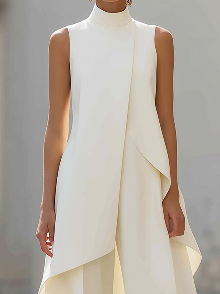 Annika | Asymmetrical High Neck Sleeveless Two-Piece Set