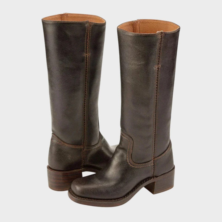 Christina | Western-Inspired Leather Knee High Boots
