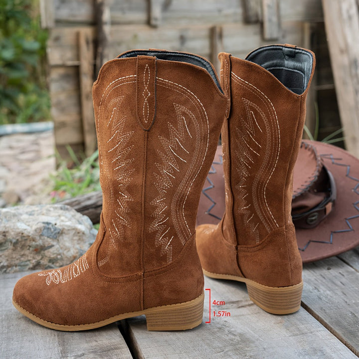 Giselle | Stivali da cowboy chic e comodi per polpacci larghi