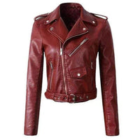 Elizabeth | Cropped Faux Leather Jacket with Belted Waist