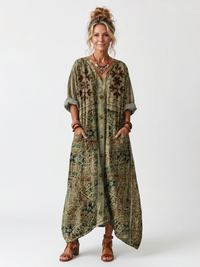 Elizabeth | Relaxed and Artistic Embroidered Midi Dress