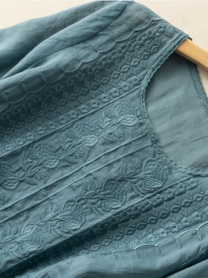 Sienna | Embroidered Scoop-Neck Blouse for Women