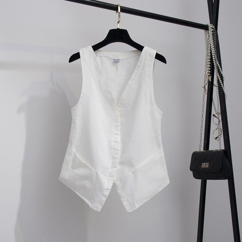 Mia | Chic Lightweight Asymmetrical Linen Vest
