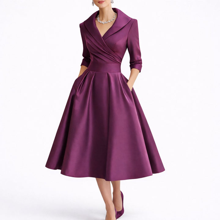 Hazel | Modern Fall Wedding Structured A-Line Midi Dress