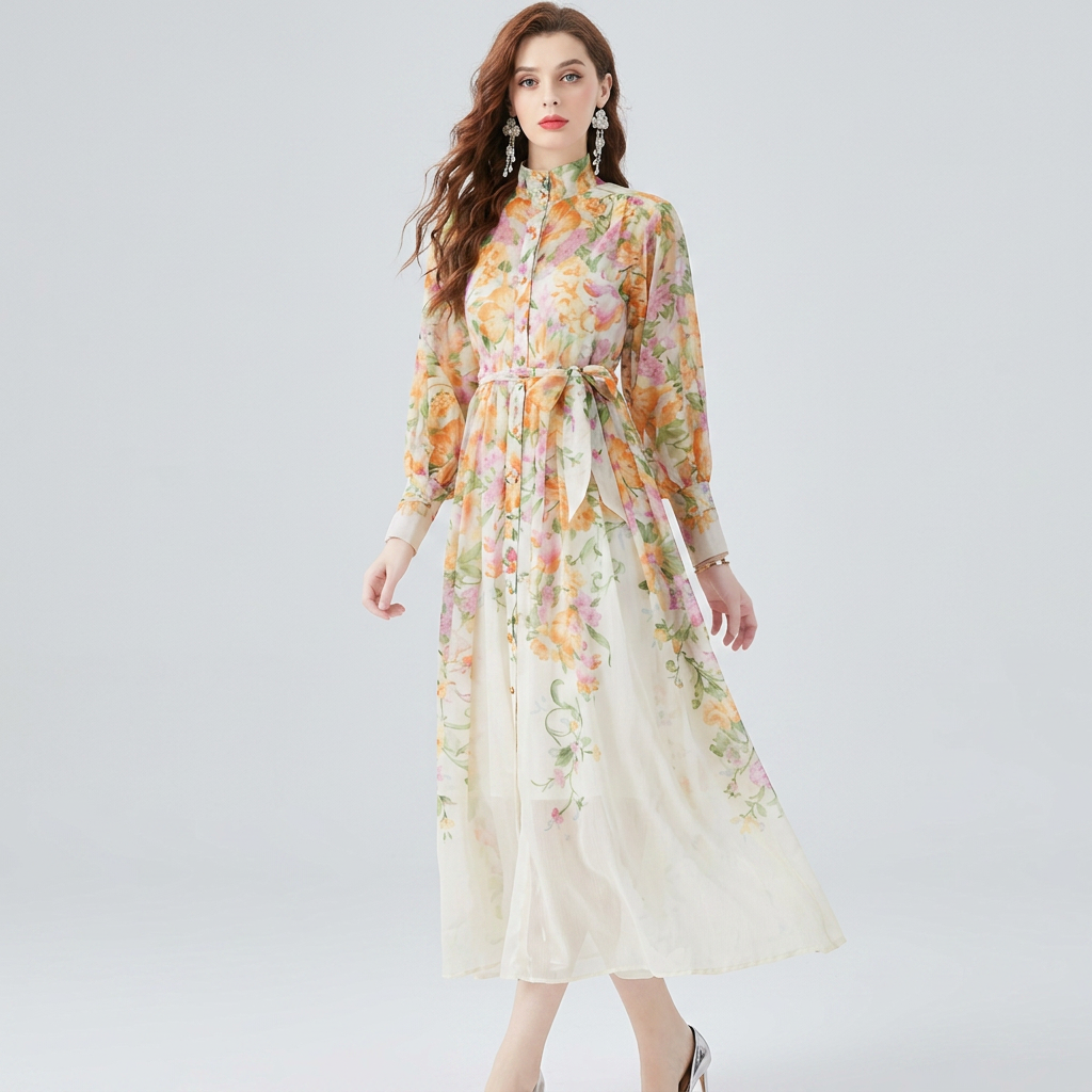 Cressida | Long Sleeve Maxi Dress – Floral Print for Women