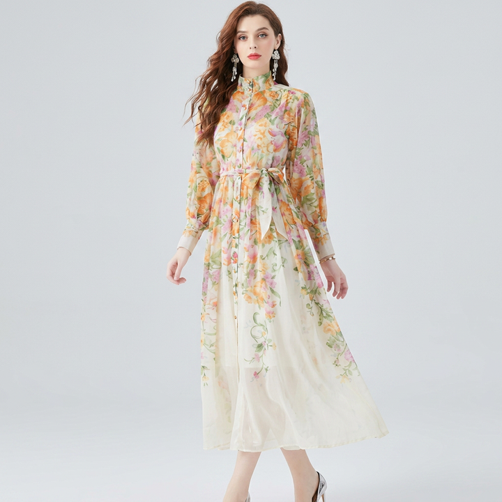 Cressida | Long Sleeve Maxi Dress – Floral Print for Women