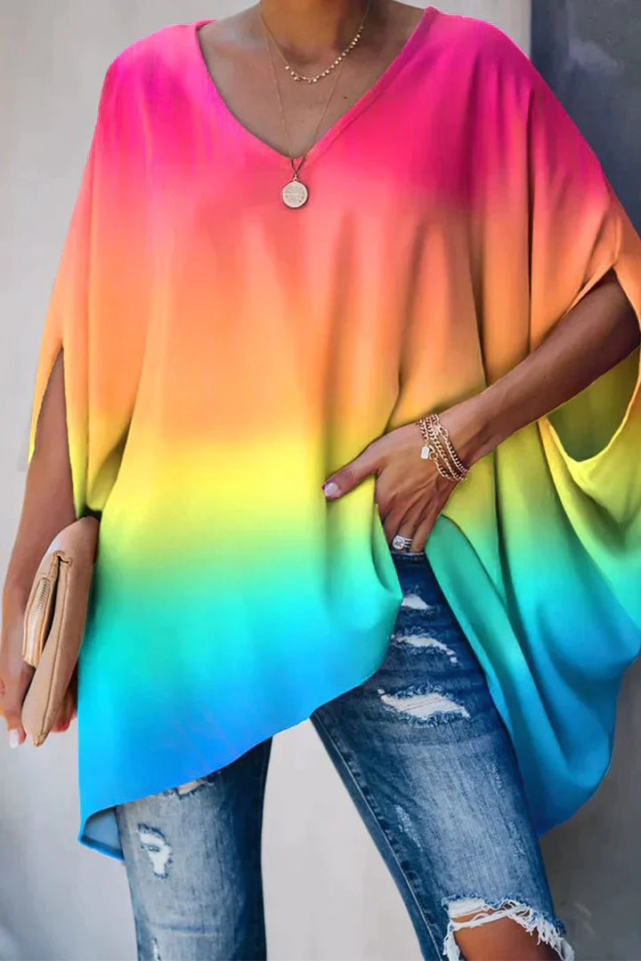 Isabella | Chic Batwing Oversized V-Neck Tunic Top