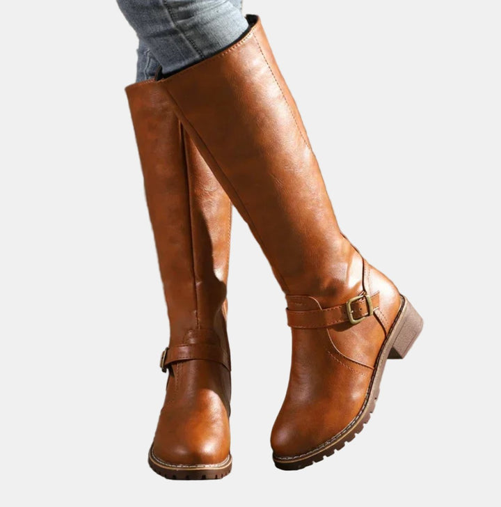 Julia | Elegant Buckle Detail Knee High Boots
