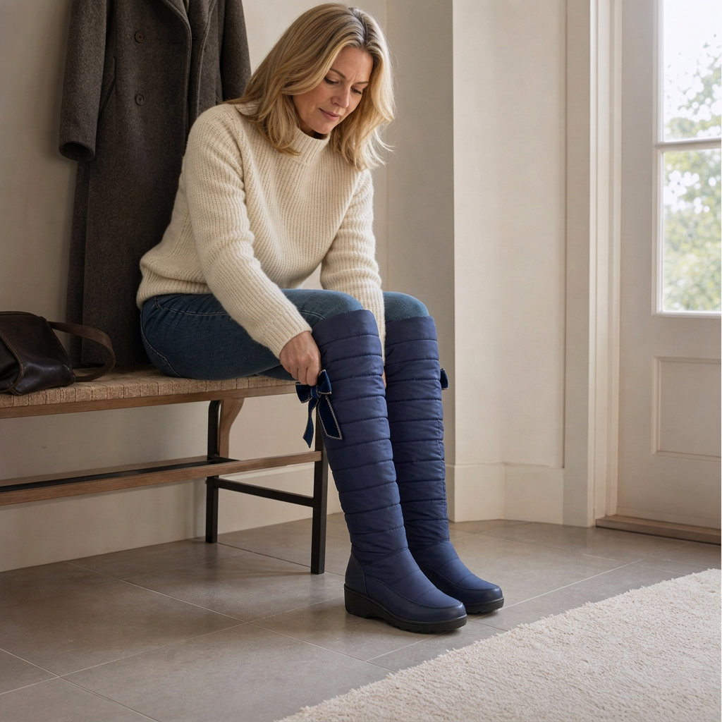 Duvella | Quilted Tall Winter Boots – Stylish Pull-On Design