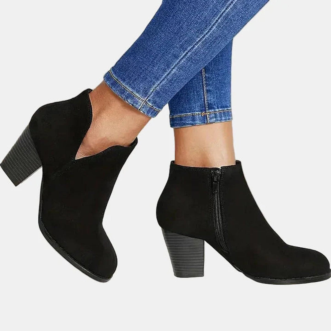 Patricia | Refined Suede Ankle Boots with a Supportive Block Heel