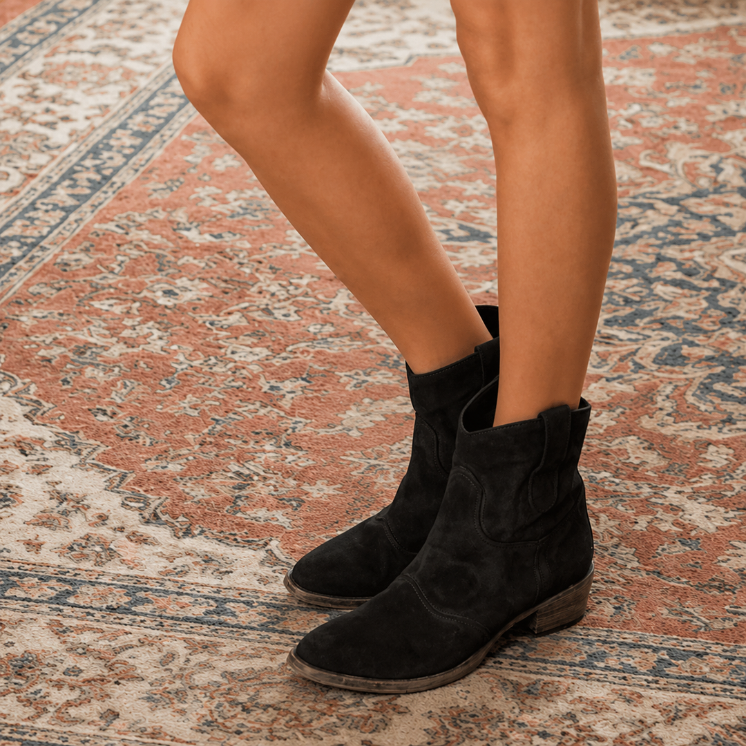 Charwell | Western Ankle Boots – Suede-Look Style for Women