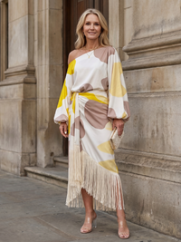 Ruby | Modern and Comfortable Off-Shoulder Midi Dress
