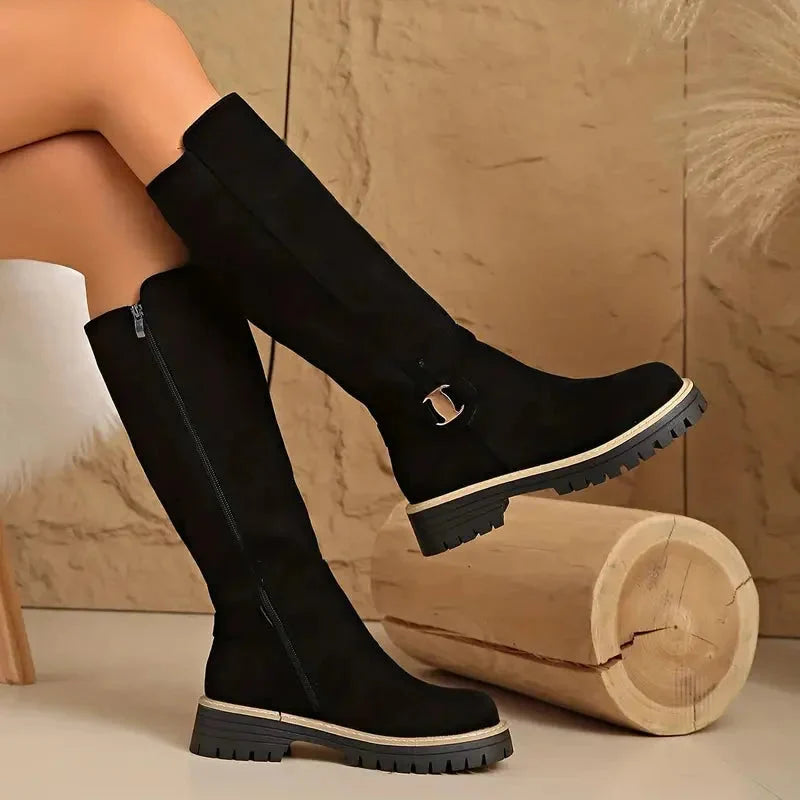 Lucy | Sophisticated Buckle Detail Knee High Boots