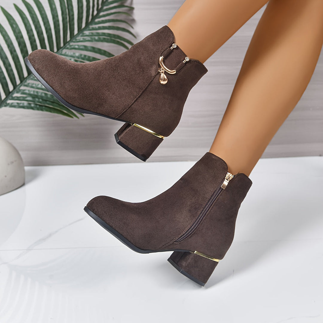 Camille | Bottines Chelsea en daim avec un talon bloc élégant